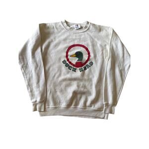 Vintage Duck Head Duck Tails USA Made Youth Medium White Crewneck Sweatshirt